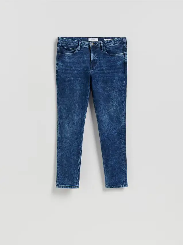 Jeans slim con effetto slavato - blu scuro