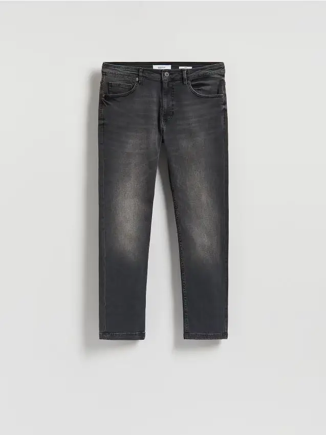 Jeans slim con effetto slavato - nero