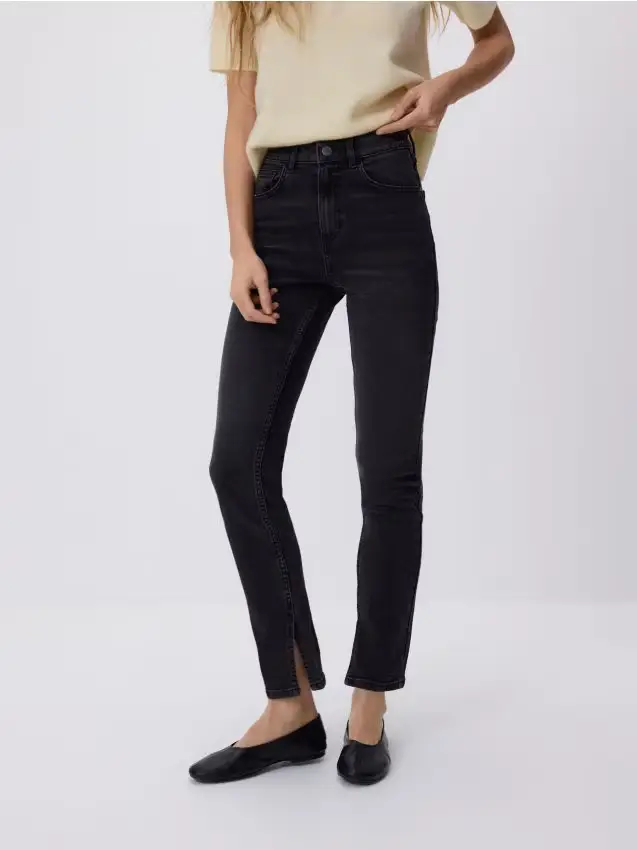 Jeans slim fit a vita alta - nero