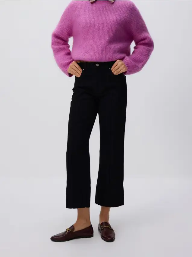 Jeans straight con cuciture - nero