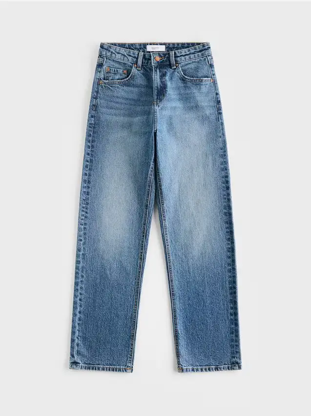 Jeans straight con gamba corta - blu scuro