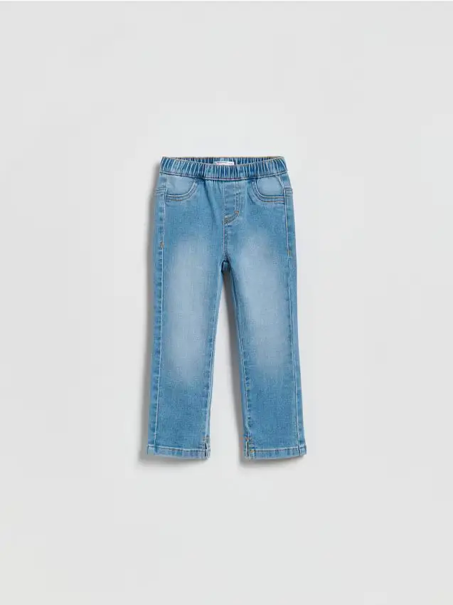 Jeans straight con strappi - blu
