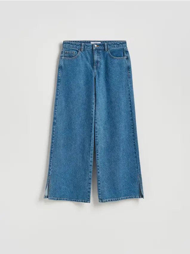 Jeans straight con strappi - blu