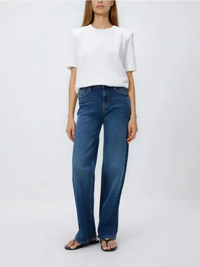 Jeans straight fit a vita media - blu scuro