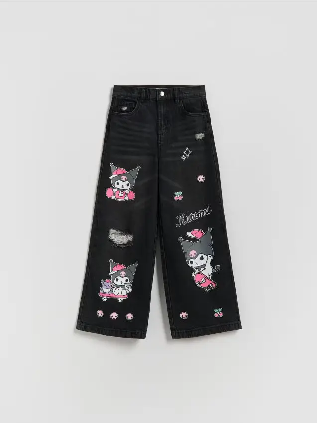 Jeans super wide leg Kuromi - grigio