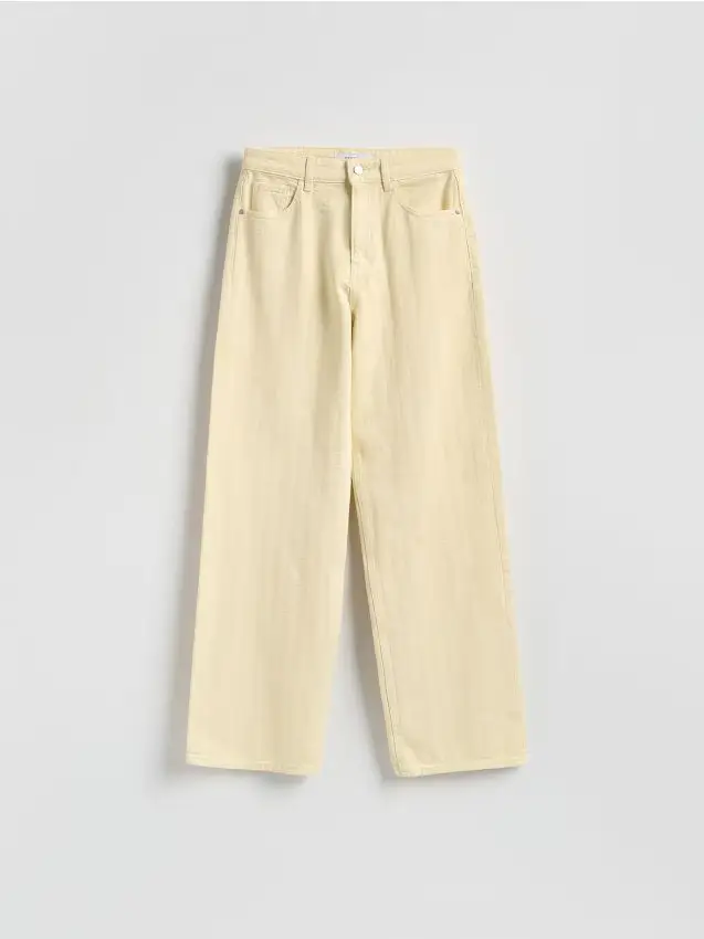 Jeans wide leg a coste - giallo