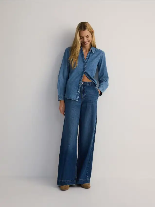 Jeans wide leg - blu scuro