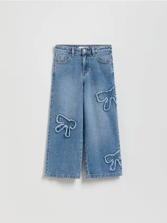 Jeans wide-leg con applicazioni - blu