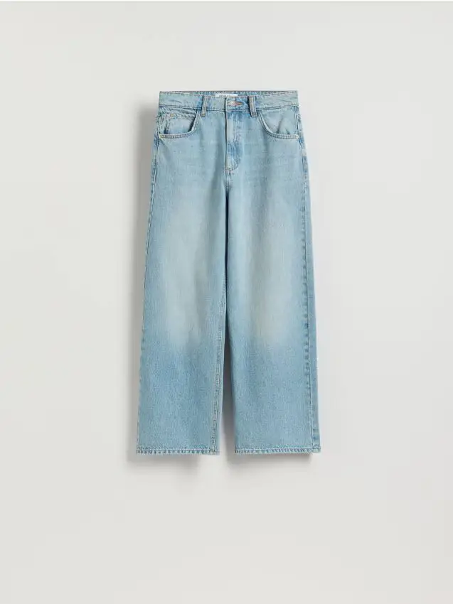 Jeans wide leg con gamba corta - blu