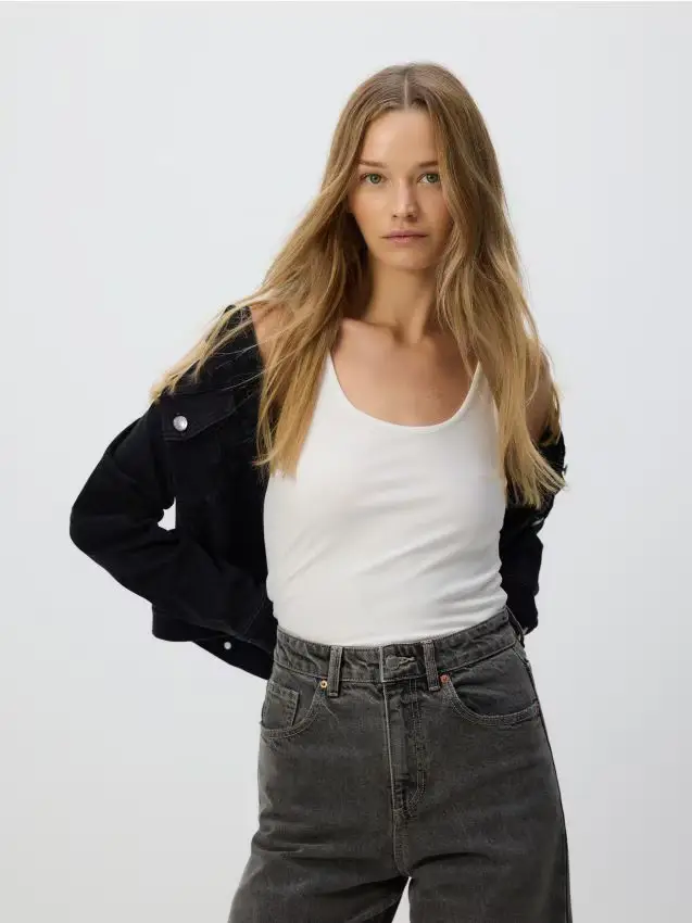 Jeans wide leg - grigio