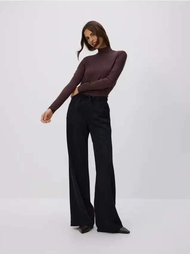 Jeans wide leg in lyocell - nero