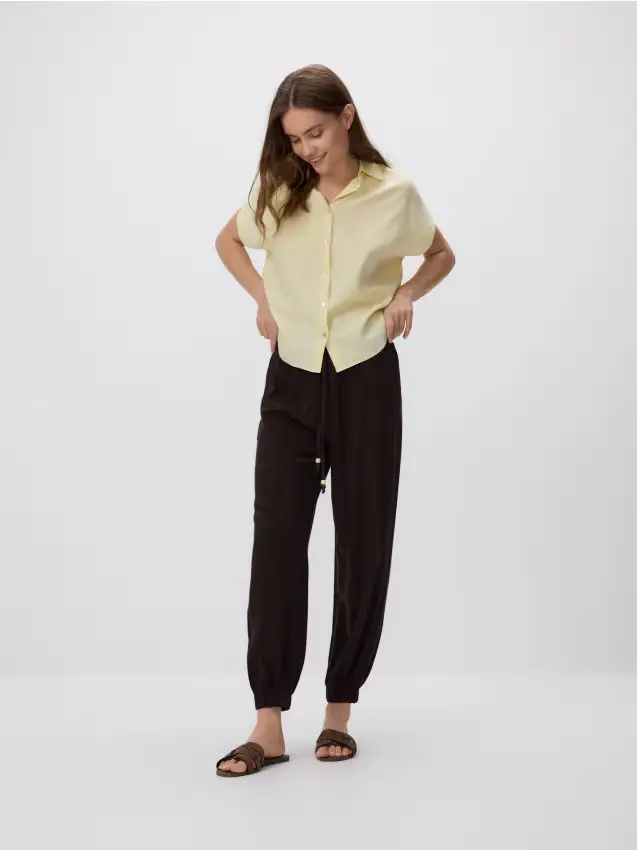 Jogger in misto viscosa - marrone scuro