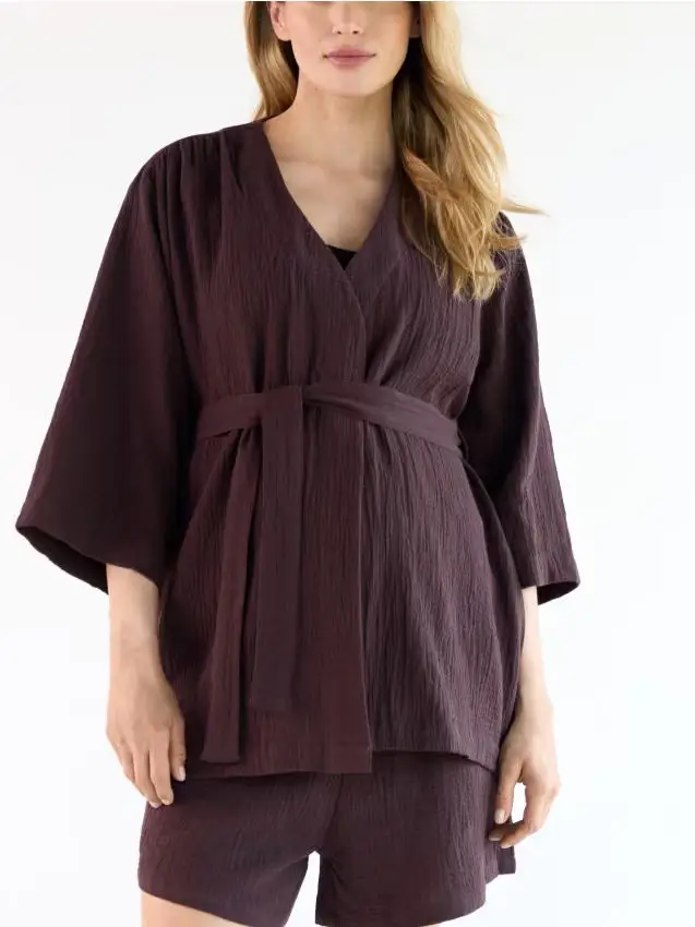 Kimono in mussola - marrone scuro