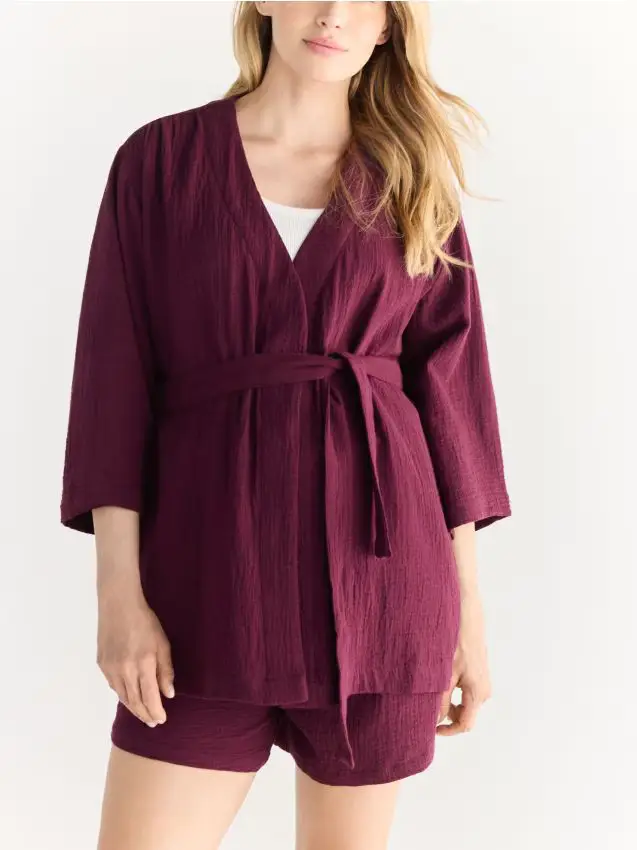 Kimono in mussola - mogano