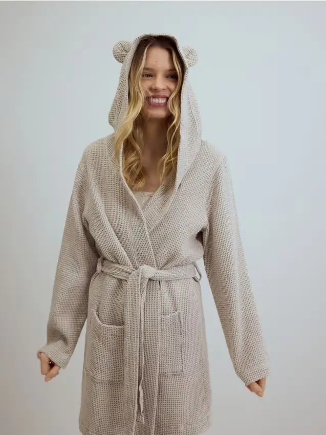 LADIES` DRESSING GOWN - beige