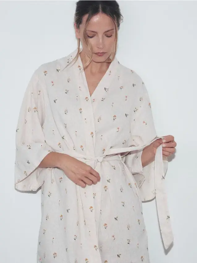 LADIES` DRESSING GOWN - nude