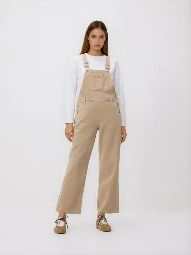 LADIES` DUNGAREES - beige