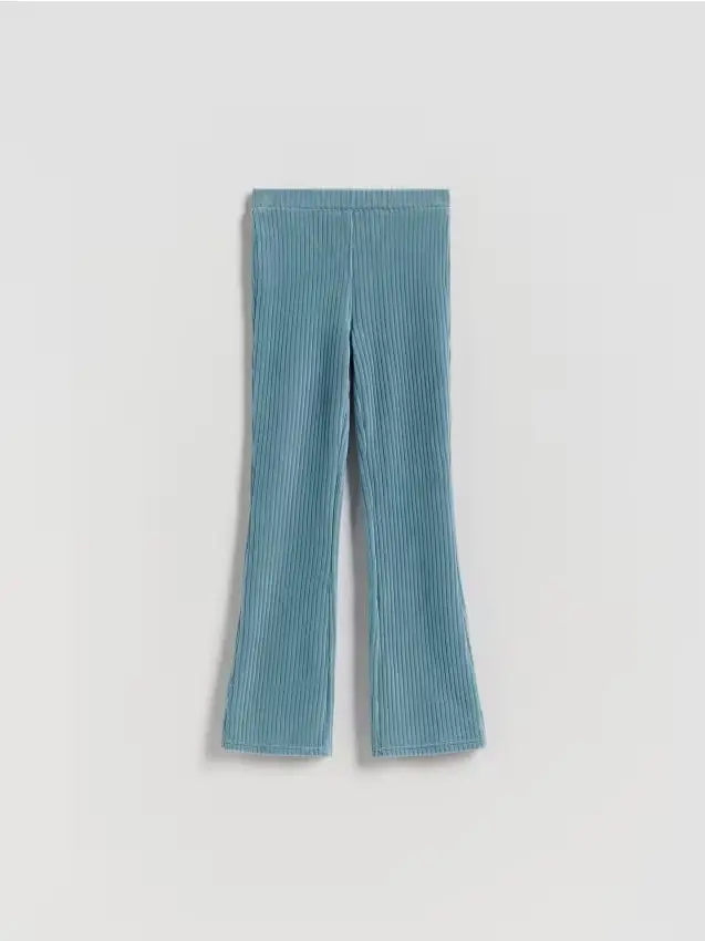 Leggings a zampa in costina - turchese pallido