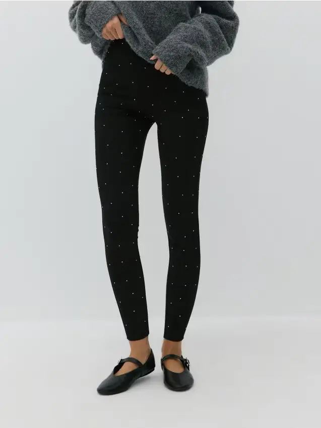 Leggings con applicazioni lucide - nero
