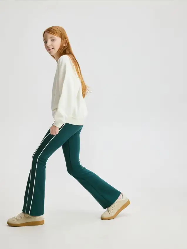 Leggings con strisce laterali - verde petrolio