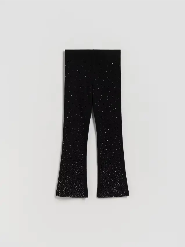 Leggings in cotone con applicazione - nero