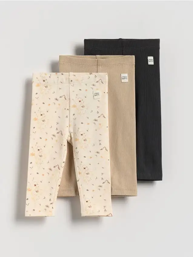 Leggings in misto cotone con applicazione - panna