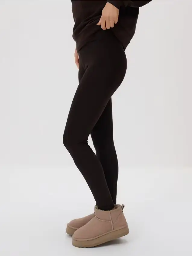 Leggings in misto cotone - marrone scuro