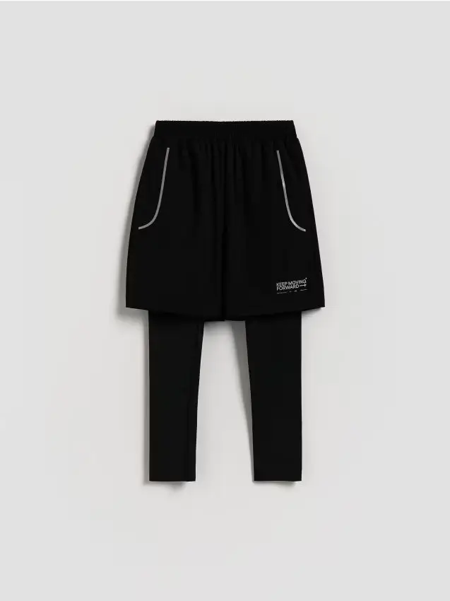 Leggings sportivi con pantaloncini - nero