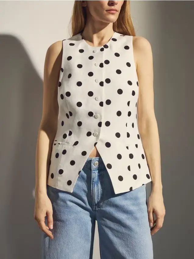 Linen rich suit vest - multicolore