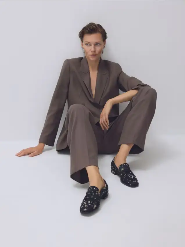 Loafers in pelle con pelo - multicolore