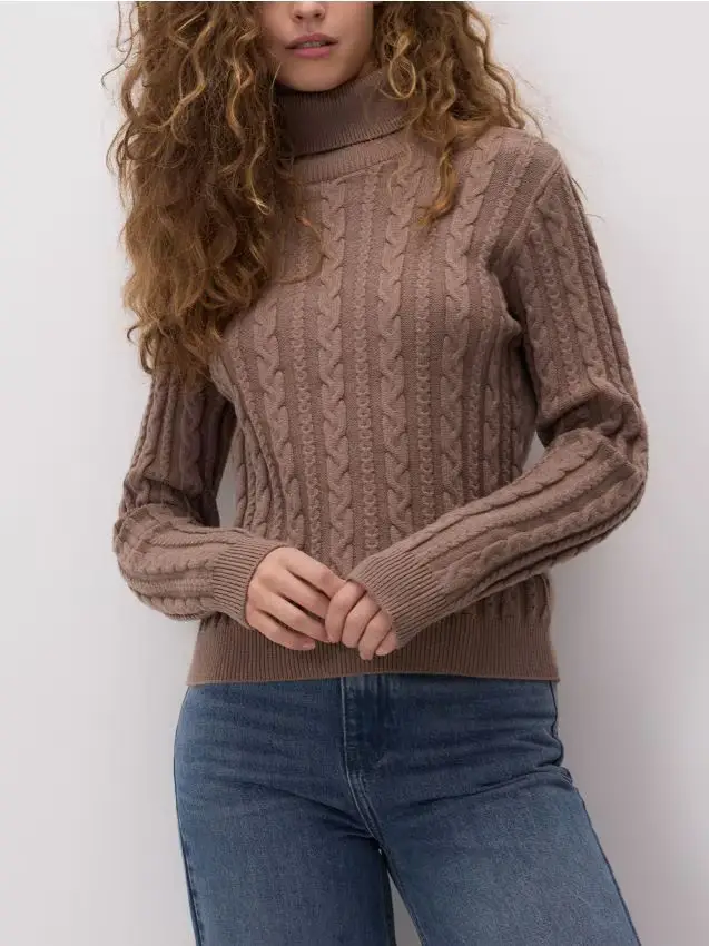 Lupetto con trama decorativa - caffè