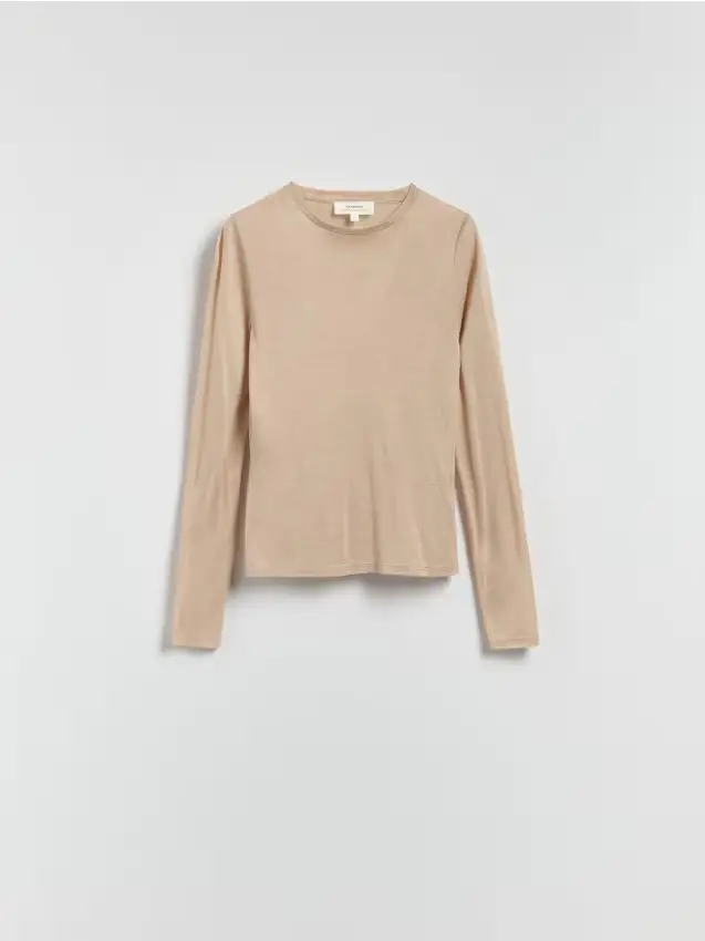 Maglia a maniche lunghe con cashmere - beige
