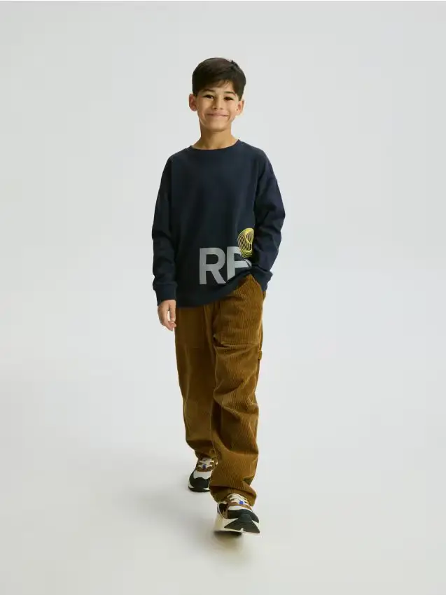 Reserved Maglia a maniche lunghe con stampa riflettente - nero