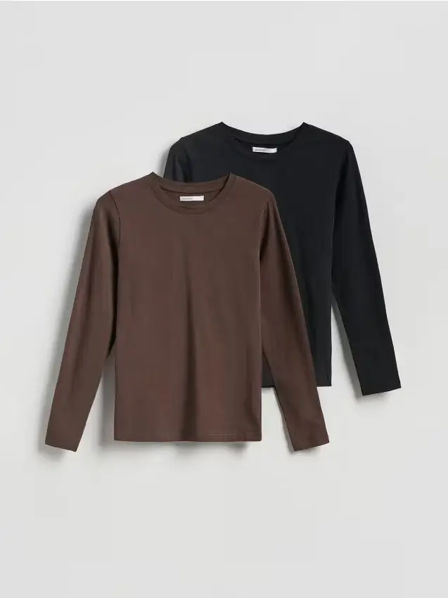 Maglia a maniche lunghe in cotone 2 pack - nero