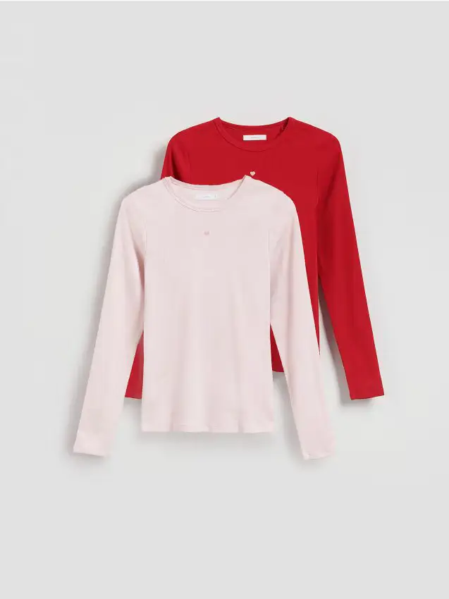 Maglia a maniche lunghe in cotone 2 pack - rosso