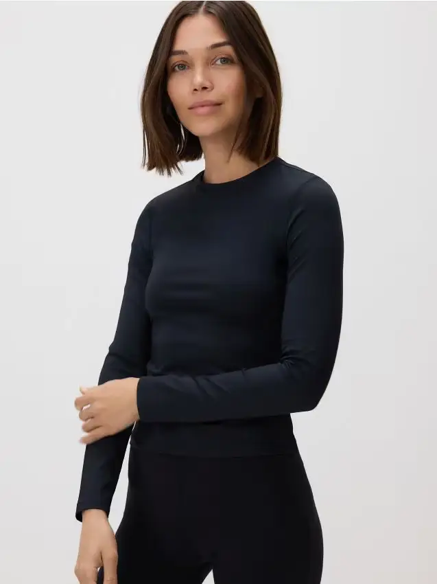 Maglia a maniche lunghe semplice - nero