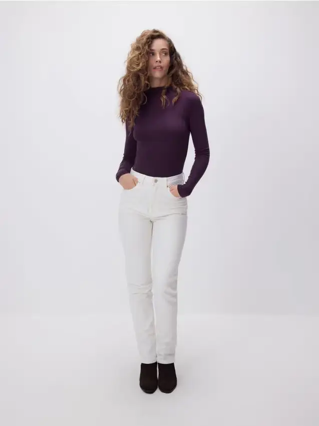 Maglia a maniche lunghe semplice - viola scuro