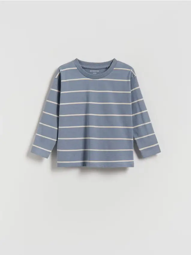 Maglia a righe in cotone a maniche lunghe - blu