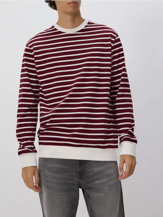 Maglia a righe in cotone a maniche lunghe - marrone