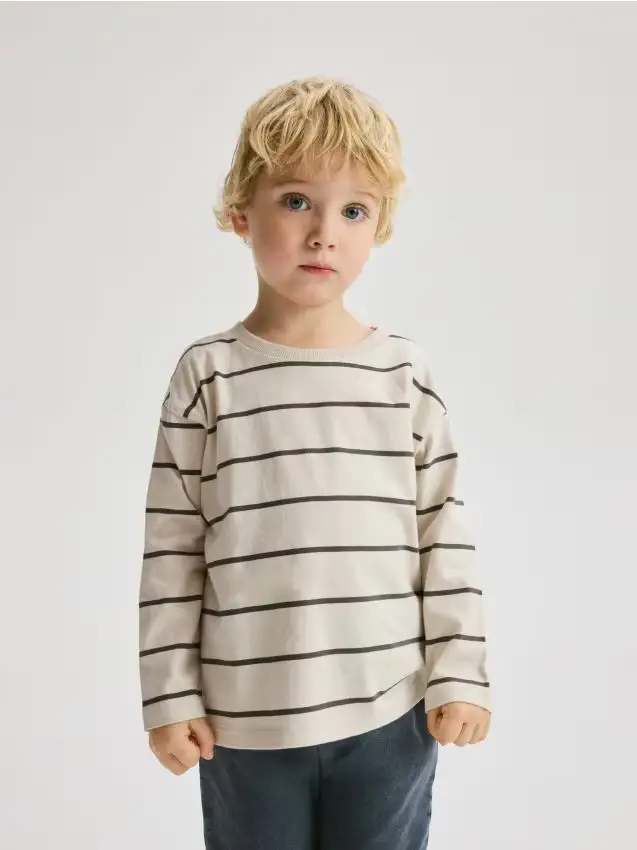 Maglia a righe in cotone a maniche lunghe - nude