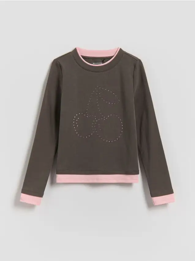 Maglia con strass - grigio scuro