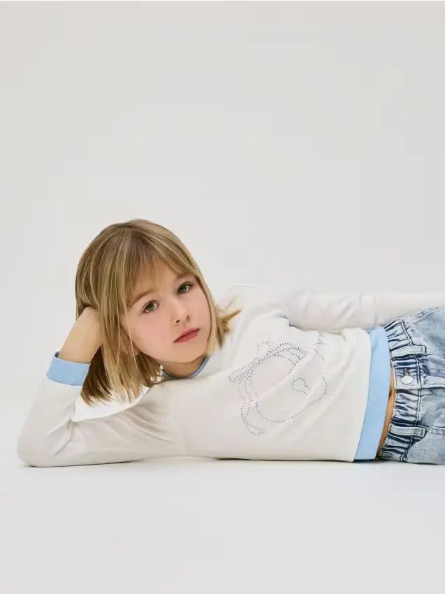 Maglia con strass - panna