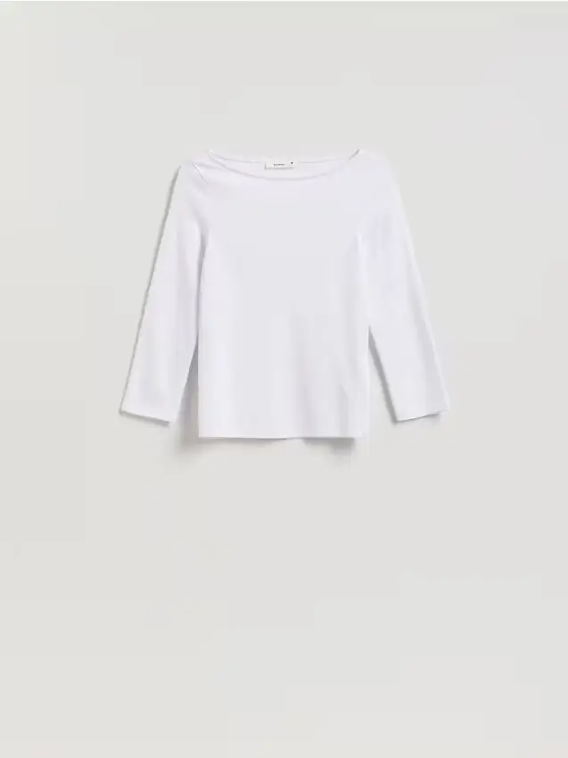 Maglia in cotone a maniche lunghe - bianco