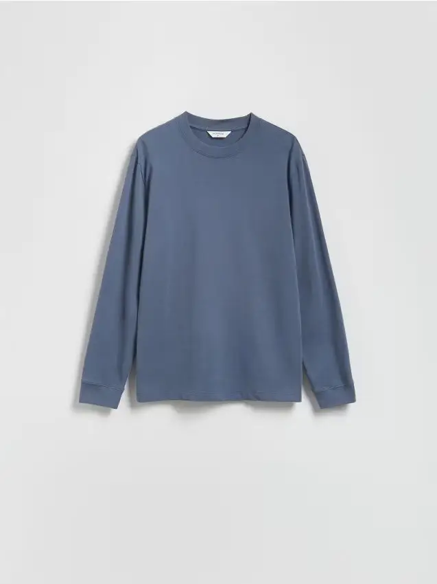 Maglia in cotone a maniche lunghe - blu scuro