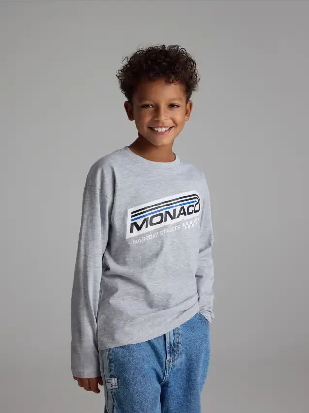 Maglia in cotone a maniche lunghe - grigio chiaro