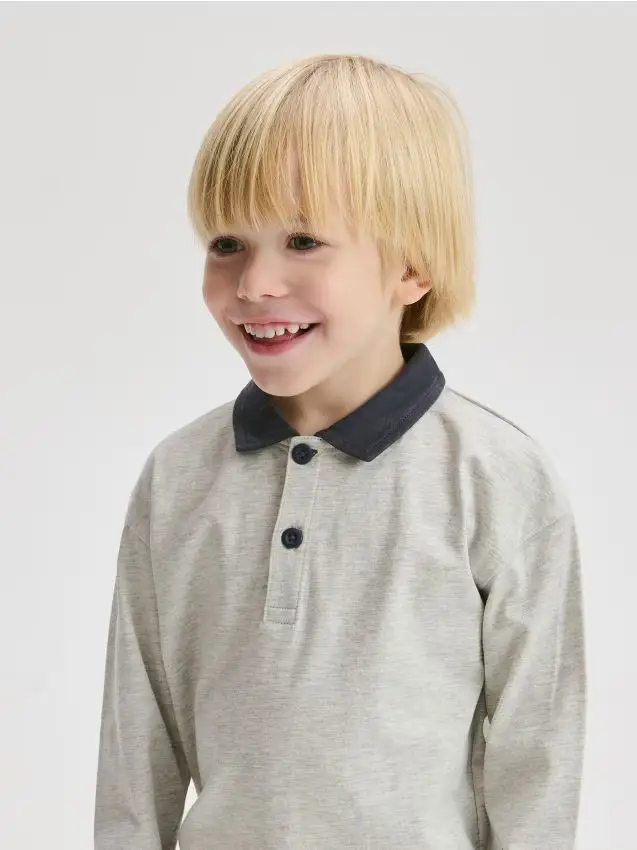 Maglia in cotone a maniche lunghe - grigio chiaro