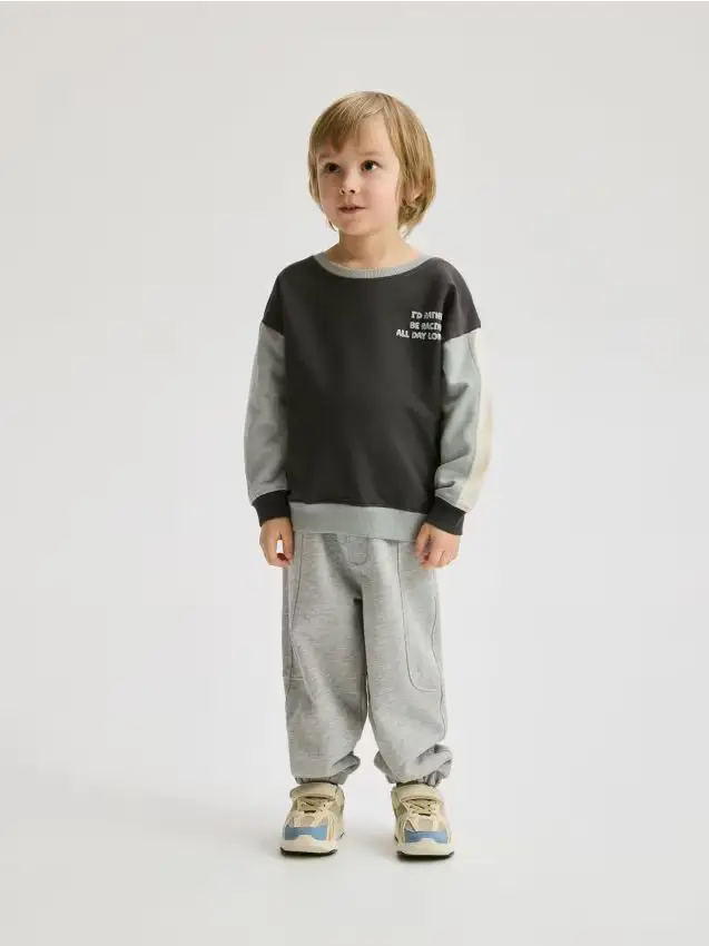 Reserved Maglia in cotone a maniche lunghe - grigio scuro