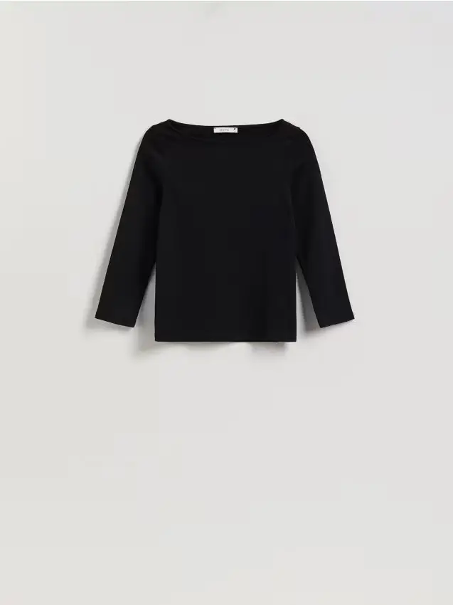 Maglia in cotone a maniche lunghe - nero