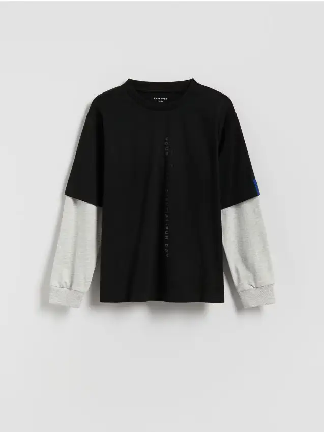 Maglia in cotone a maniche lunghe - nero