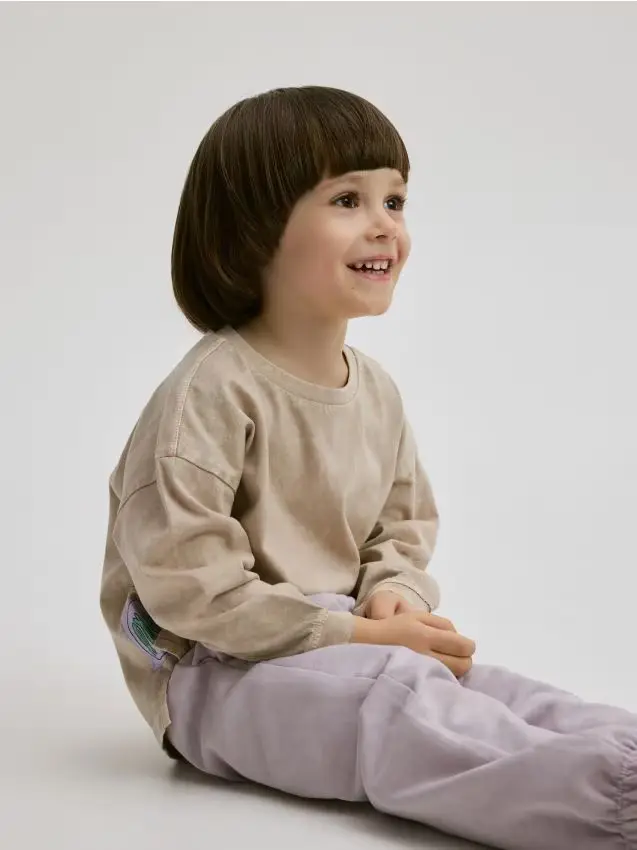 Maglia in cotone a maniche lunghe - nude